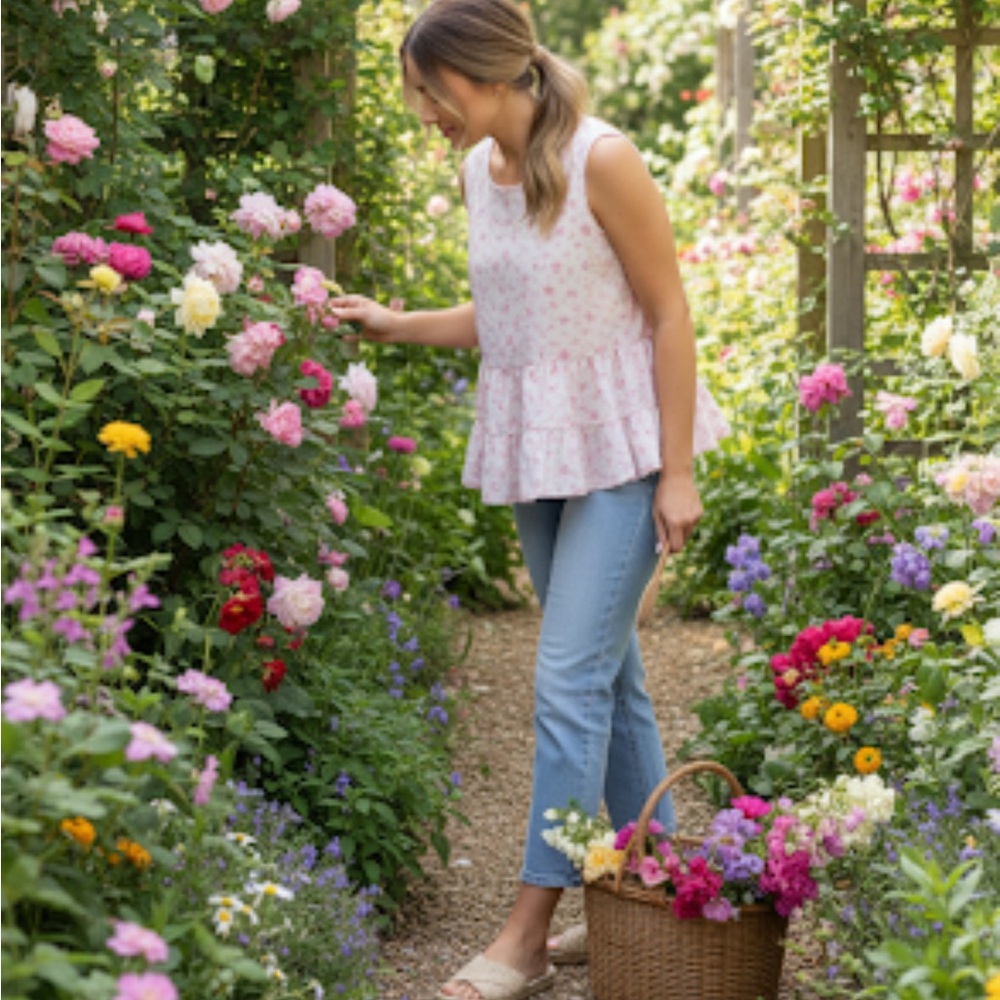 Shabby Chic Linen Tiered Top-XS